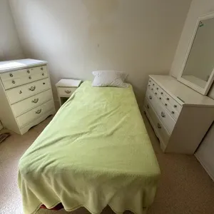 Single Bed with 2 Dressers and a Night Stand
