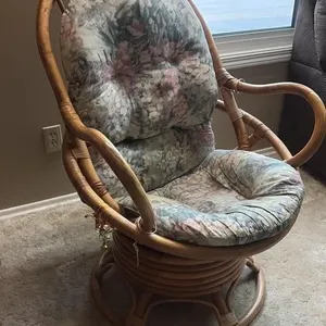 Wicker Reading Chair with Cushion.