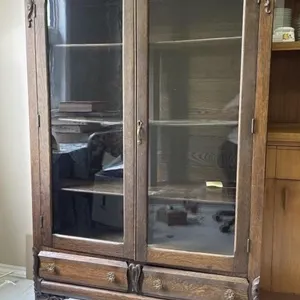 Vintage Wood China Cabinet 39" x 15" x 63"