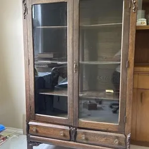 Vintage Wood China Cabinet 39" x 15" x 63"
