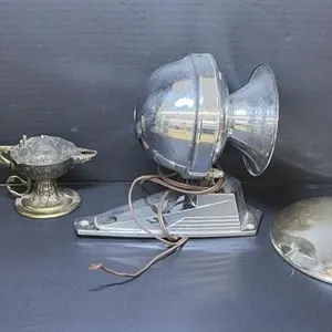 Vintage Boat Horn, Brass Lamp, Brass Holder and