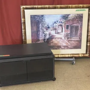 Small Swivel Black Entertainment Stand with Large