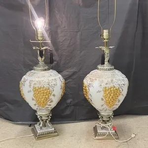 Vintage White Glass Lamps - 40. Inches
