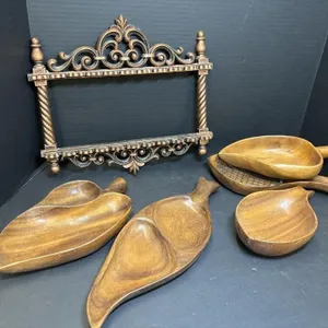 Brass Decor & Wooden Leaf Decor Items