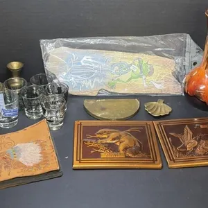 Vase, Canadian Ducks/Beaver, Leather Photo Album,
