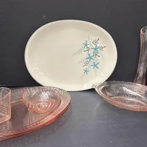 Hazel-Atlas Pink Depression Plate, Vase, Bowl,
