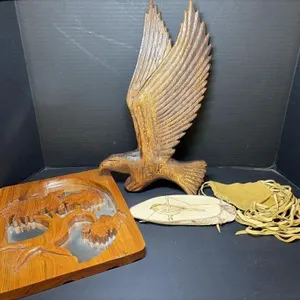 Wooden Eagle, Wooden Slab with Bird Etch, Wooden