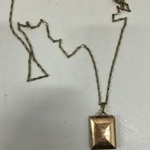 Antique gold filled locket with chain
