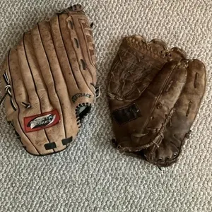 Spalding and athletic works old baseball gloves