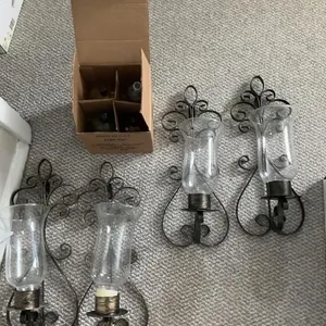 2 pair sconces with globes and box of globes
