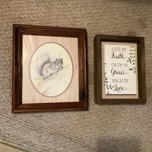 Squirrel picture  12x14 and faith, grace, love