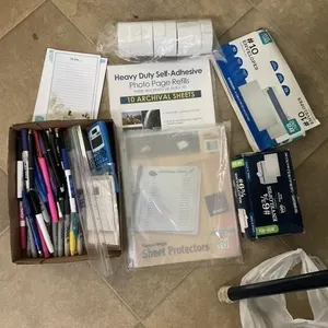 Misc office supplies, envelopes, sheet protectors
