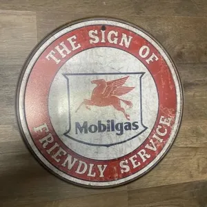 Mobile gas, metal sign - buyer must remove
