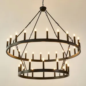 HHR 48 Black Wagon Wheel Chandelier