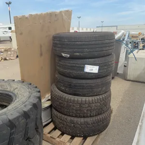 Mixed Lot: Tires, Rims & Construction Sign