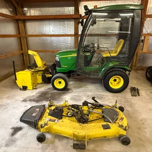 John Deere X585 Riding Lawn Mower, 4x4, Fuel Injected Gas Engine, 54" Deck, 47” Front Mount Snowblower, 3 Point, PTO, Cozy Cab, 796 Hours, year unknow