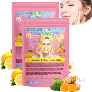 [exp 2028] 2 New Packs Turmeric Kojic Acid Exfoliating Face Scrub Pads - Cleansing and Exfoliating Pads - 40 Pads Per Pack