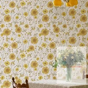 New - LwenSnow Sunflower Yellow & white floral Peel-N-Stick Wallpaper . Measures 17.5"×236"(19.5ft)