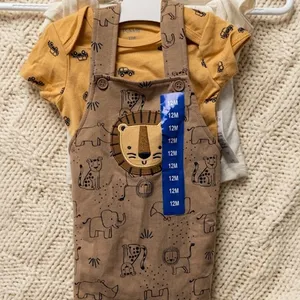  BABY BOY OR GIRL 3 PIECE PEKKLE OVERALL SET -N
