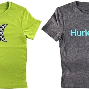 HURLEY - BOY'S LOGO T-SHIRT, 2 PACK, AGES 14 TO 16 (GREEN) -N