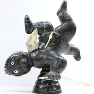 CHARLIE UGYUK SOAPSTONE BOW & ARROW SPIRIT SIGNED
