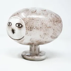 OIVA TOIKKA "LAPLAND OWL" GLASS BIRD FIGURINE