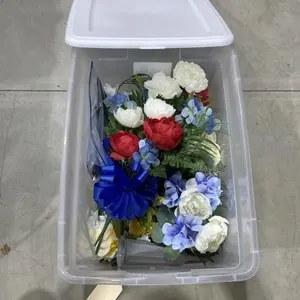 Silk Flowers in Plastic Bin w/Lid