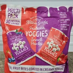 **NEW/DAMAGED BAG** Nature's Garden Probiotic Yoggies Variety Snack Pack - 30 Pack - Expires: 3/2025