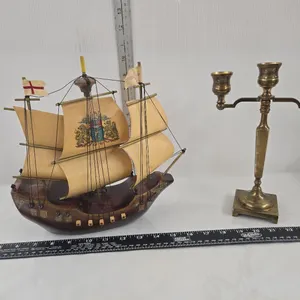 Model Sailboat Lamp, Brass Candle Stick