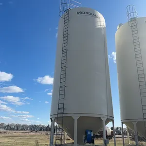 Meridian 6000 bushel hopper bin with fan, used for grain only, excellent shape