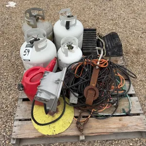 Propane tanks, 500 Watt Light, asst Ext Cords