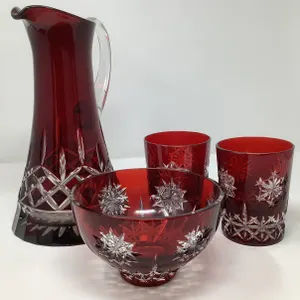 Waterford Snow Crystals Pitcher, Cups, and Bowl