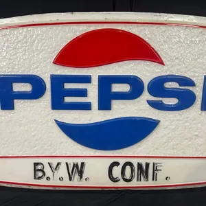 VINTAGE EMBOSSED PLASTIC PEPSI ADVERTISING SIGN 6FT X 4FT