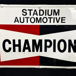 LARGE ORIGINAL CHAMPION SPARK PLUG SIGN 5FT X 3.5FT
