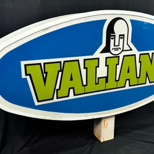 RARE DOUBLE-SIDED VALIANT DEALERSHIP LIGHT-UP SIGN 5FT X 3FT