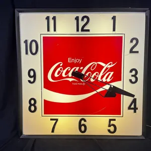 1970's ILLUMINATED "ENJOY COCA-COLA" WALL CLOCK 3FT X 3FT