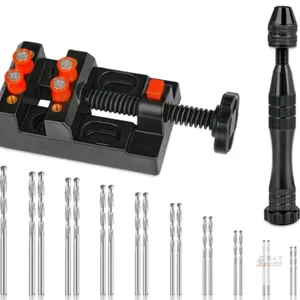 New - 32pc. Pin Vise Hand Drill Kit for Jewelry Making - 0.8-3.0mm HSS Micro Twist Drill, Carving Clamp and PCB Drills, Rotary Hand Press for Resin, W