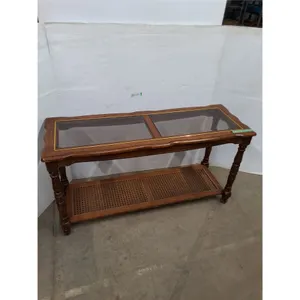 * Wooden Glass Top Sofa Table - Cannot Ship