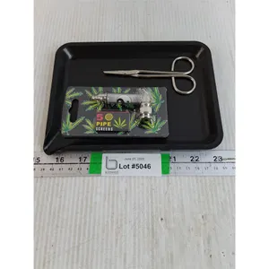 Portable Metal Tobacco Smoking Pipe w/5 screens,Plastic Tray,First Aid Scissors