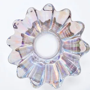 Iridescent Clear Glass Flower Bowls Set