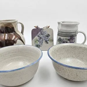 Five-Piece Handmade Pottery Kitchenware Set