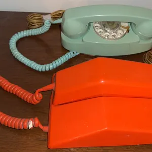 Rotary Dial Telephones, Green and Red