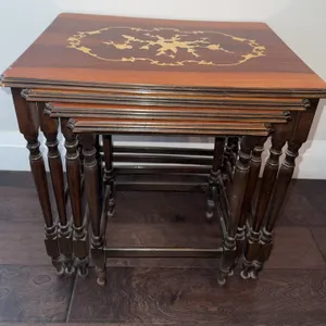 Four Inlaid Wood Nesting Tables
