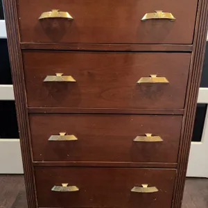 Wooden Four-Drawer Chest with Brass Pulls