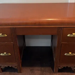 Wooden Desk with Brass Drawer Pulls