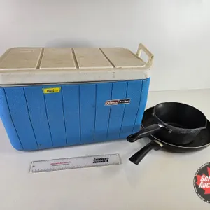 Coleman Dura-Mate Cooler with Contents (Pots and Pans) (Measures : 13"H x 21"W x 13"D)