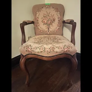 Vintage Multicolor Floral Upholstered Armchair