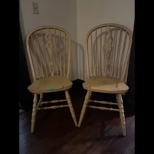 Set of 2 Cream Yellow Spindle Back Chairs