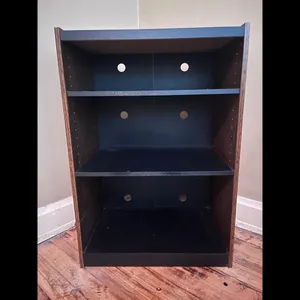 Dark Wood Black 3 Shelf Media Stand Bookcase