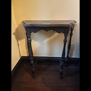 Antique Dark Brown Console Table Turned Legs